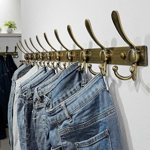 Dseap Coat Rack Wall Mount 37 Inch, Heavy Duty 12-Gauge Base vs Flimsy 1mm, Double-Thick Solid Anti-Snap Hooks, 16” Stud-Mount, Stainless Steel 10-Hook Hanger for Closet Entryway, Bronze - Image 4
