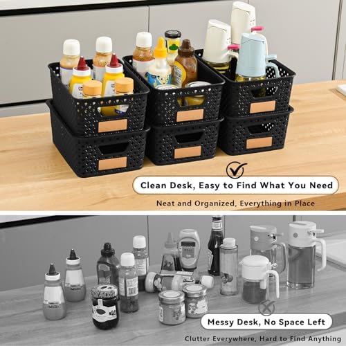 10 Pack Small Plastic Storage Bins with Lids, Stackable Plastic Storage Baskets for Organizing with Handles, Organizer Bins with Labels for Room, Craft, Containers for Pantry Organizers and Storage - Image 4
