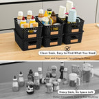 10 Pack Small Plastic Storage Bins with Lids, Stackable Plastic Storage Baskets for Organizing with Handles, Organizer Bins with Labels for Room, Craft, Containers for Pantry Organizers and Storage - Image 4