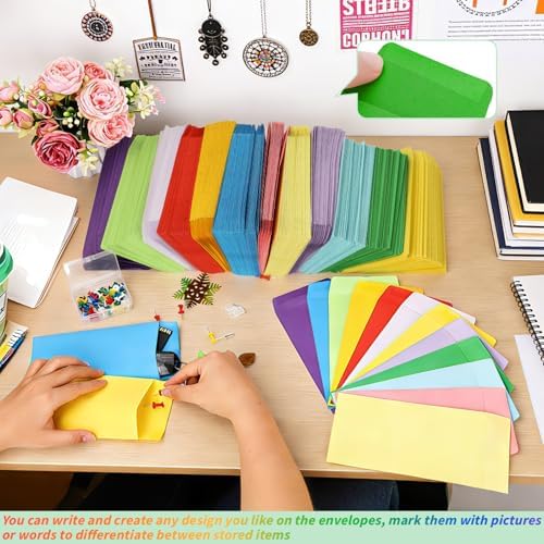1000 Pcs Money Envelopes for Cash 3.5x6.5in 12 Color Colored Coin Envelopes Small Cash Envelopes with Gummed Flaps for Money Saving Challenge Small Item Organizer Coins Tickets Tips Parts Seed Storage - Image 5