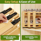 BAMEOS Pull Out Spice Rack Organizer for Cabinet, Bamboo Wide 7.7" Slide Out Seasoning Organizer for Kitchen, No Drill Anti-Tip Ball Bearing Silent Glides, Pantry Cabinet Organizer, Natural - Image 3