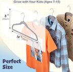 HOUSE DAY 14 Inch Kids Velvet Hangers 50 Pack, Durable Big Kid Hanger Grey - Image 3