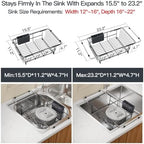 MAJALiS Grey Expandable Dish Drying Rack Over Sink with Extra Drying Mat - Image 3