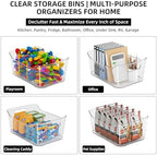 12 Pack Clear Plastic Storage Bins, Pantry Organizers and Storage, Multi-Use Clear Pantry Organizer Bins Storage Containers with Handles for Kitchen, Bathroom, Freezer, Cabinet, Office - Image 5