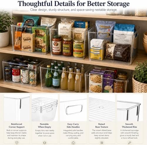 MOONEDGE 8 Pack XL Clear Storage Containers 13x10x8in Plastic Organizers - Image 6