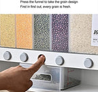 Divided Rice and Cereal Dispenser 6 Grid Food Storage Containers Grain Storage Box Household Food Dispensers 10L Capacity Suitable for Rice Beans Wall Mounted Dry Food - Image 5