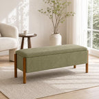 50" Shoe Bench with Storage, Chenille Shoe Rack Bench, Removable Shoe Storage Bench Entryway Storage with Cushion for Front Doors Entrances Hallway, Mudroom, Closet, Bedroom, Green, XR-Ben02 - Image 5