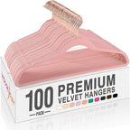 HOUSE DAY Pink Velvet Hangers 100 Pack, Premium Non-Slip Felt Hangers by HOUSEDAY