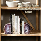 Natural Agate Bookends Pair - 3-4 lbs Heavy Duty Non-Slip Stone Bookends for Shelves | Unique Decorative Book Ends Gift | Home Office Decor - Image 5