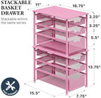Simple Houseware Stackable 3 Tier Sliding Basket Organizer Drawer, Pink - Image 2