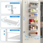 VyGrow 12.3" W Narrow Over the Door Pantry Organizer, 6-Tier Over the Door Organizer with Adjustable Basket, Pantry Door Organization for Pantry Kitchen Storage Room Spice Rack, White - Image 3