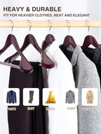 SMARTOR Suit Hangers for Men 12 Pack, Wide Shoulder Wooden Suit Hangers with Non Slip Pant Holder, Wide Hanger for Suit, Coat, Jacket, Gown, Heavy Duty Wood Suit Hanger, Cherry - Image 3