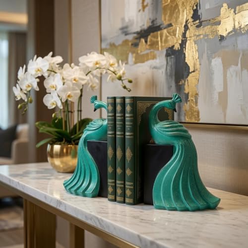Bellaa Peacock Bookends, Vintage Turquoise 21505 - Image 5
