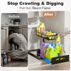 REALINN Under Sink Organizer, L-Shaped Pull Out Cabinet Organizer, Kitchen - Image 4