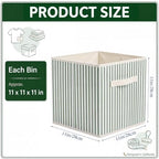 Amyhill 6 Pack Green Striped Basics Collapsible Fabric Storage Bins - Image 2