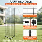 Triangular Gridwall Panel Display Stand, 3-Sided Grid Tower with Base and Casters, 2'x5.5' Floorstanding Wire Grid Rack, Black - Image 4