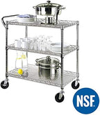 Seville Classics 3-Tier UltraDurable Commercial-Grade NSF-Certifed Service Utility Storage Cart, 34" W, Chrome (1 Pallet of 34 Packs) - Image 4