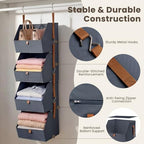 4-Tier Modular Sturdy Hanging Closet Organizer, Heavy-Duty Detachable Clothes Hanging Shelves with Reinforced Zippers and 8 Durable Hooks, Hanging Camper Organizer for Bedroom, RV, Nursery - Image 7