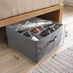 2 Pack Under Bed Shoe Storage Organizer, 16-Compartment Foldable Shoe Storage Boxes with Adjustable Dividers & Clear PVC Lid, Sneakers, Heels, Boots & Sandals Organizer for Closet, Grey - Image 7