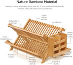 Bamboo 3 Tier Dish Drying Rack with Utensil Holder - Image 3