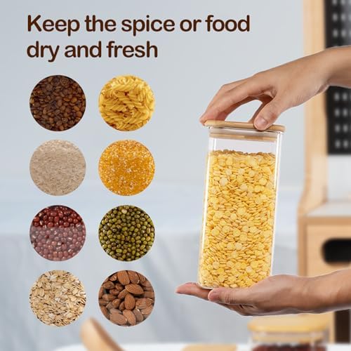 D2scrma 50oz/1.6Qt/1500ml Square Glass Storage Containers with Lids 3-Pack - Image 3