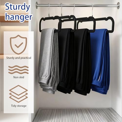 40 Pcs Velvet Pants Hangers with 40 Hooks Non Slip Black Velvet Hangers Slim Clothes Hanger Strong Space Saving Flocked Hanger for Closet Shorts Pants Bra Shirts - Image 3