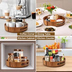 Wooden Lazy Susan – 12 in Acacia Wood Turntable Organizer for Cabinet，Multi-Purpose Home Decor Rotating Tray for Bathroom Accessories, Bedroom Makeup Organizer & Countertop Storage - Image 6