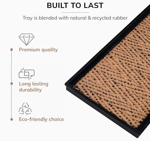 Anji Mountain Heavy Duty Waterproof Rubber Shoe Storage Mat Organizer/Boot Storage Multi Use for Entryway with Coir, Tan and Black Insert, Fits 4 Pair (46.5" Wide) - Image 3