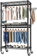 Golpart Heavy Duty Rolling Clothes Rack Wheels Portable Metal Garment Rack by Golpart