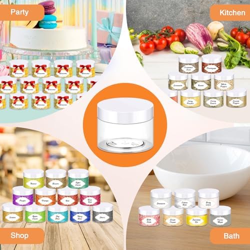 PeacePeo 4 OZ Plastic Jars with Lids, 72 Pcs Clear Storage Containers - Image 5
