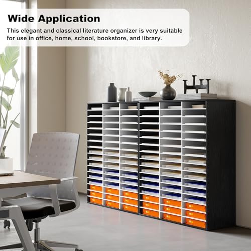 Mail Sorter Wood Literature Organizer, Student Mailbox for Classroom, Desktop Bill Paper sorter for Office Home School, 48 Compartments, White - Image 4