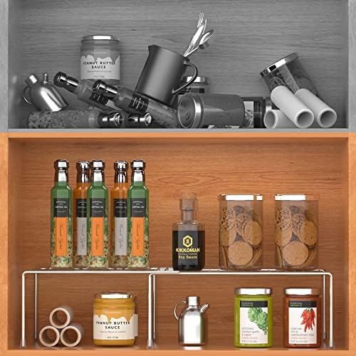 Redrubbit Cabinet Storage Shelf Rack, Expandable Metal Rustproof Kitchen Counter and Cabinet Shelf, Storage Rack Organizer Space Saver for Kitchen, Fridge, Cabinet, Bathroom, Chrome, Set of 6 - Image 7