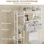 Housolution 7 Tier Over the Toilet Storage with 2 Drawers, White - Image 4