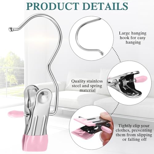 Yinder Boot Hangers Clips Laundry Hooks Hanging Stainless Steel Clothes Pins Portable Hangers for Closet Travel Socks Pants Handbags Hats Towels(Multicolor,300 Pcs) - Image 3