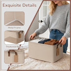 CHICVITA 4 Pack Fabric Storage Bins for Shelves, Metal Frame, 20L Brown - Image 5