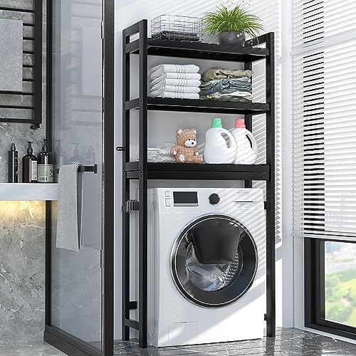 Homykic Over The Toilet Storage, 3-Tier Bamboo Bathroom Shelf, Black - Image 6