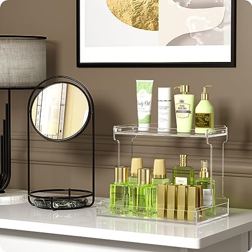 NPPLUS 2-Tier Clear Acrylic Bathroom Organizer Counter Storage Shelf - Image 2