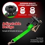 Green Rack Straps with J-Hook (2PK),1.5" x7.5' Ladder Rack Ratchet Straps, 2" Round Tube Mount, Perfect Ladder Rack Tie-Downs for Trailer Cargo Control - Image 5