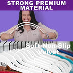 MIZGI White Velvet Hangers 50 Pack Non Slip Heavy Duty Black Hooks - Image 2