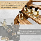 Acacia Wood 4 Tier Slanted Cologne Stand for Men, Wooden Fragrance Display Rack for Dresser Counter Bathroom Vanity - Image 7
