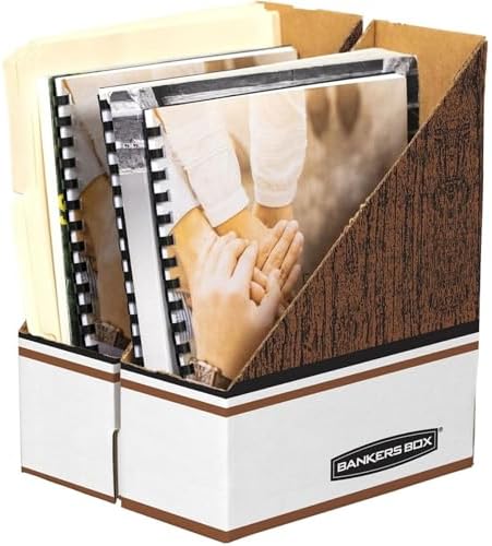Bankers Box 12-Pack Magazine File Holders, Oversized Letter, Wood Grain - Image 3
