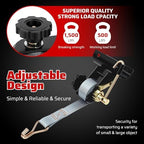 Rack Straps with J-Hook (2PK),1.5" x7.5' Ladder Rack Ratchet Straps, 2" Round Tube Mount, Perfect Ladder Rack Tie-Downs for Trailer Cargo Control - Image 5