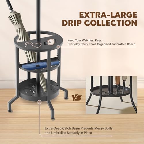 Coat Rack with Umbrella Holder, Coat Rack Freestanding - Image 3