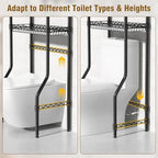 EAGMAK 4 Tier Over The Toilet Storage Rack, Bathroom Organizers and Storage Over Toilet with Adjustable Shelf and Basket, Above Toilet Storage Bathroom Cabinet for Small Space (Black) - Image 4