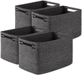 OIASKET 4Packs Natural Cotton Rope Storage Baskets for Organizing Toys, Clothes, Towels & Books, Soft Versatile Organizers for Shelves, Home Decorative Bins, 13''Lx9''Wx7.8''H, Black and White by OIASKET