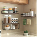 Wood Floating Shelves Wall Mounted - 3+1 Tier Rustic Bathroom Shelves Over Toilet with Wire Storage Basket &Towel Bar, Set of 3 Farmhouse Floating Shelf for Bathroom,Kitchen,Bedroom,Dark Brown. - Image 4