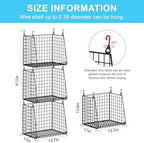 3-Pack Extra-Tall 13.6'' Hanging Laundry Basket Organizer, Foldable Wire Shelf with 360° Rotating Hooks & Reinforced Height - Durable Space-Saving Laundry Room & Closet Organizer, Black Patent - Image 7