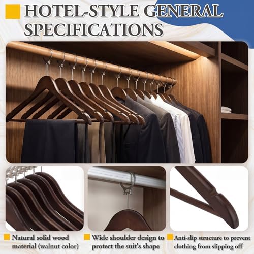 12 Pack Hotel Suit Hangers 17.5" Anti-Theft Security Hangers, Brown - Image 3