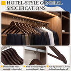 12 Pack Hotel Suit Hangers 17.5" Anti-Theft Security Hangers, Brown - Image 3