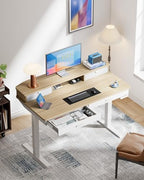 HUANUO 55 x 30 inch Electric Standing Desk with 2 Wood Drawers, Adjustable Height Sit Stand Desk for Home Office, Ergonomic Stand up Desk with 4 Memory Presets, 176 lbs Capacity, Natural Top - Image 4